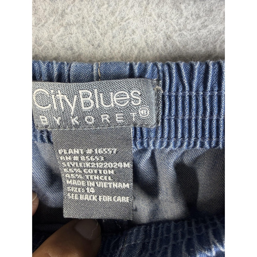 City Blues By Koret Pants Womens 14 Blue Chambray Elastic Waist Pull On Casual - Picture 2 of 8